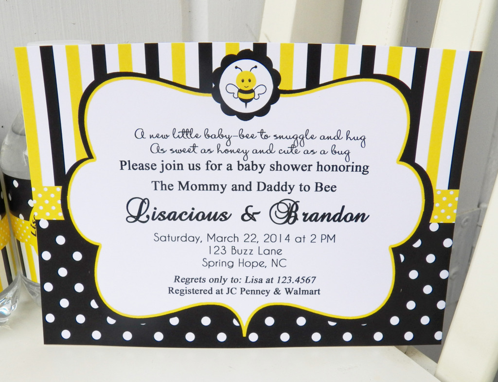 baby bee shower birthday invitation