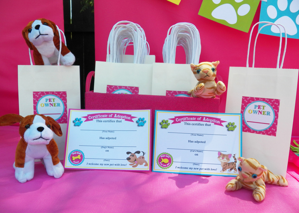 Cat and Dog adoption certificates