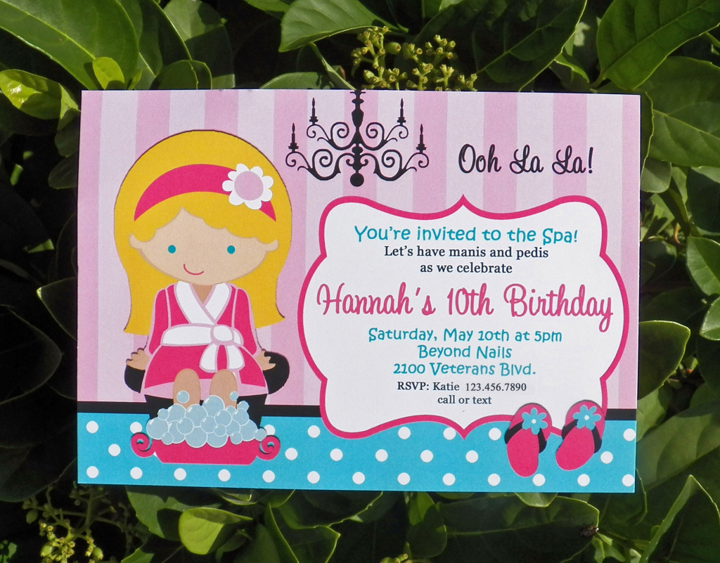 spa invitation with chandelier