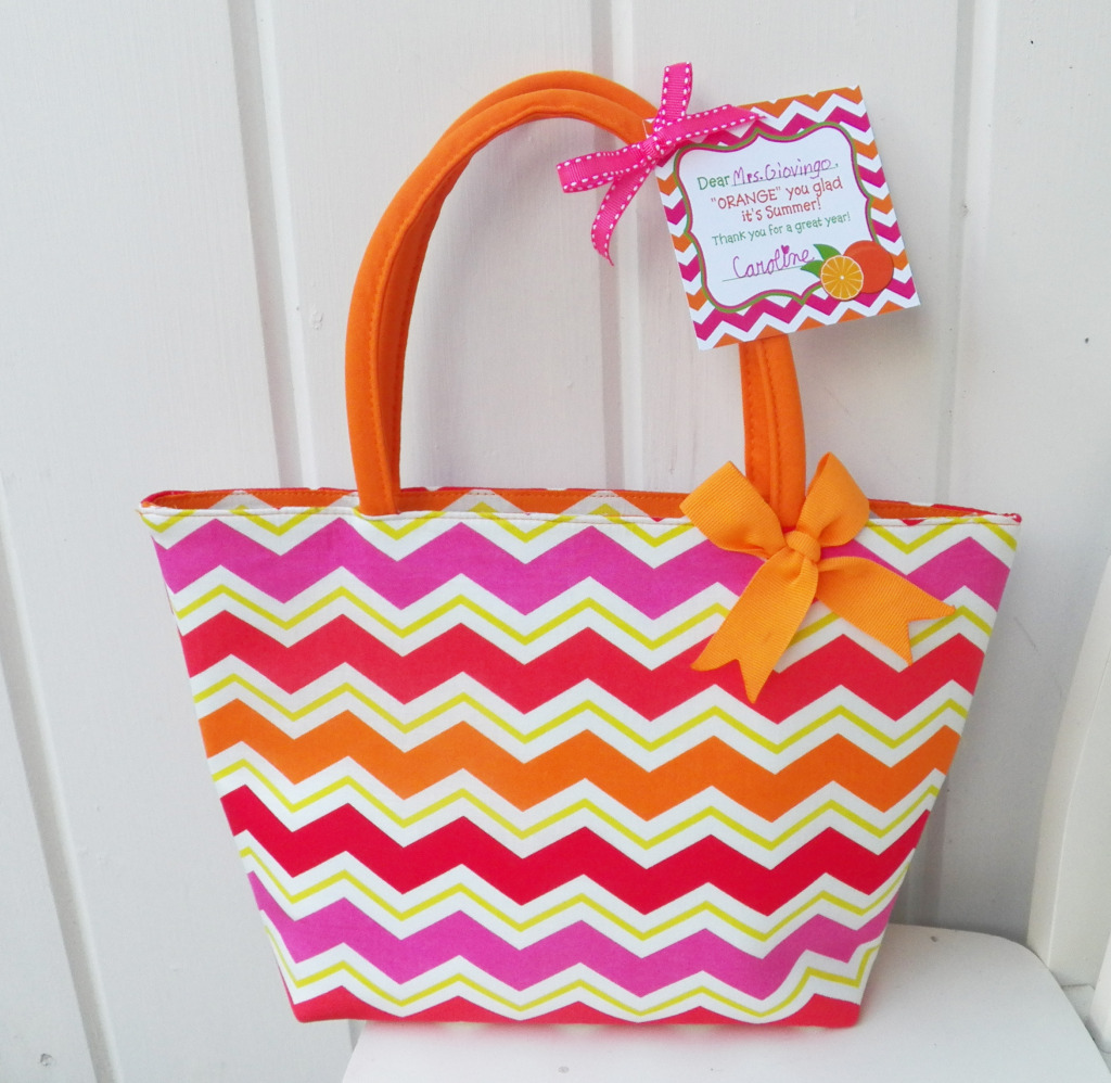 summer teacher gift orange with tag