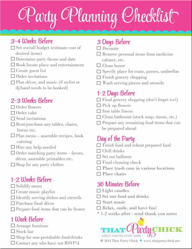 that party chick party planning checklist free download final