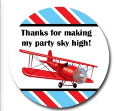Vintage Airplane Round Favor Tag