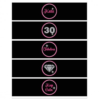 "30 and Fabulous" Water Bottle Labels - Milestone