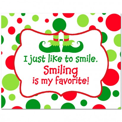 Elf "Smiling is my favorite" 8x10 Sign 