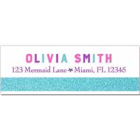 Mermaid Return Address Labels - Pink and Purple Sparkle