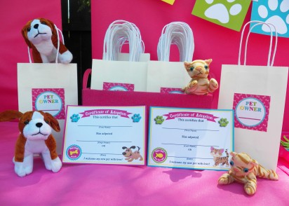 Cat and Puppy Dog Party Adoption Certificates
