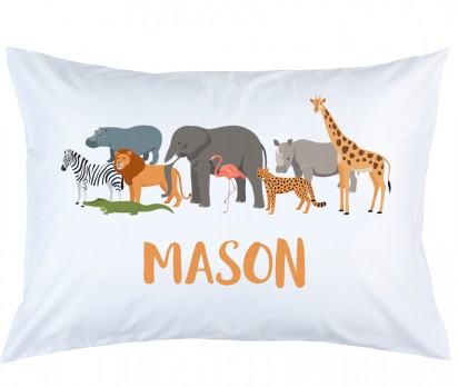 Personalized Safari Animal Parade Pillow Case