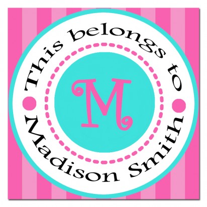 Monogram Back to School Pink and Aqua