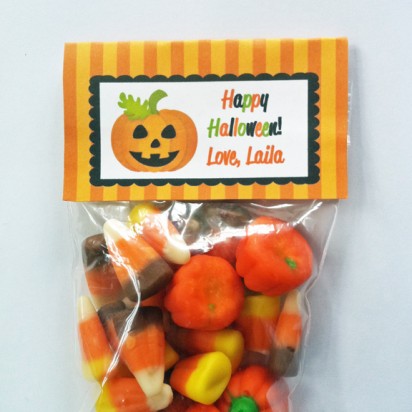Halloween Pumpkin Tent Style Favor Bag Toppers
