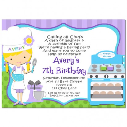 Girl Chef Party Invitation