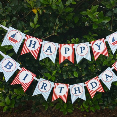 Sailboat Nautical "Happy Birthday" Banner