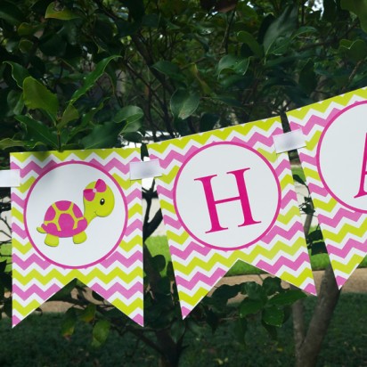 Girl Turtle  "Happy Birthday" Banner