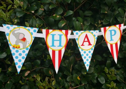 Circus Carnival Happy Birthday Banner
