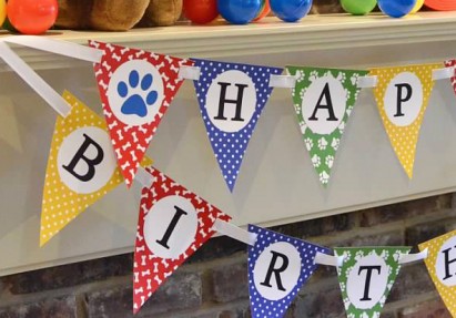 Puppy Dog Happy Birthday Banner