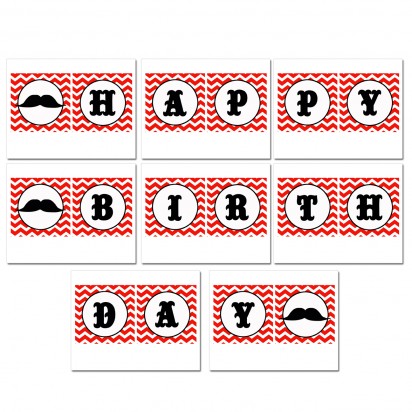Little Man Mustache Bash "Happy Birthday" Banner