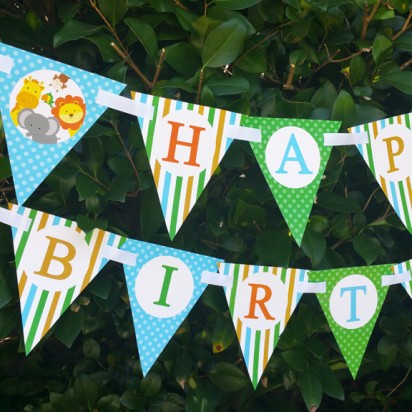 Safari "Happy Birthday" Pennant Banner