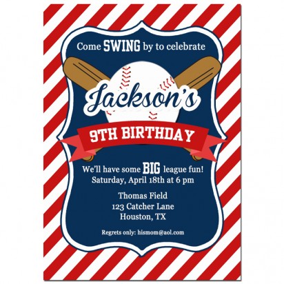 Baseball Bat and Ball Invitation