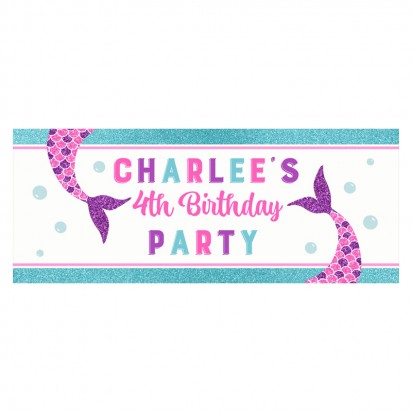 Mermaid Big Banner - Pink and Purple Sparkle