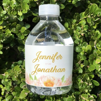 Pink Floral Water Bottle Labels