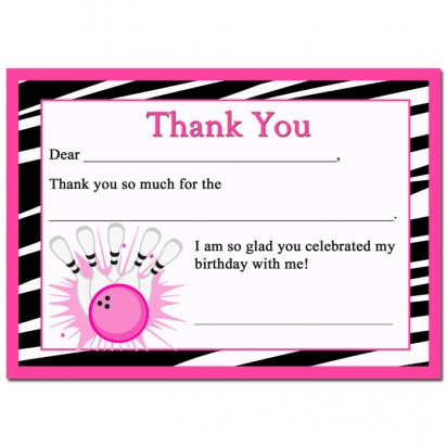 Bowling Zebra Love Thank You Notes - Zebra Girl Bowling 