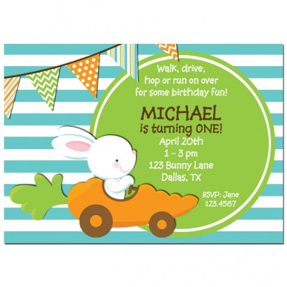 Easter Bunny in Carrot Car Invitation