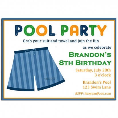 Boy's Pool Party Invitation