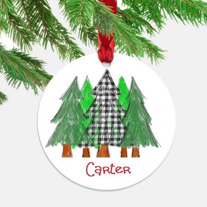Buffalo Check Christmas Tree Ornament with ANY Wording
