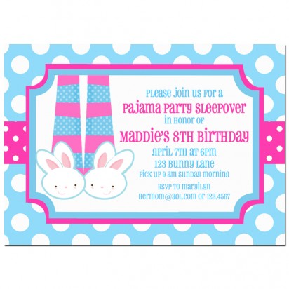 Bunny Slipper Pajama Party Invitation