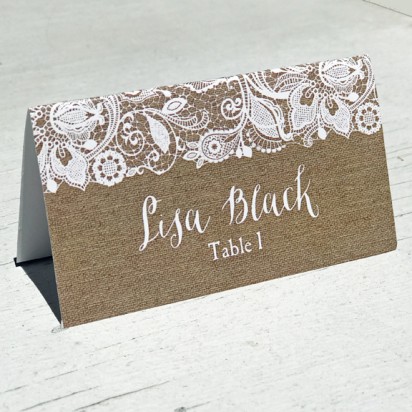 Burlap and Lace Place Card Escort Card