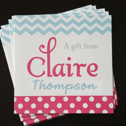 Blue Chevron Pink Calling Cards