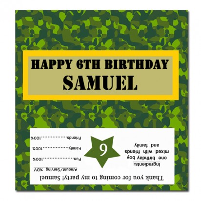 Camouflage Military Candy Bar Wrappers