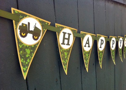 Camouflage Military Happy Birthday Banner