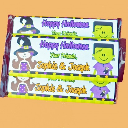 Witch and Frankenstein Regular Size Chocolate Candy Bar Wrappers 