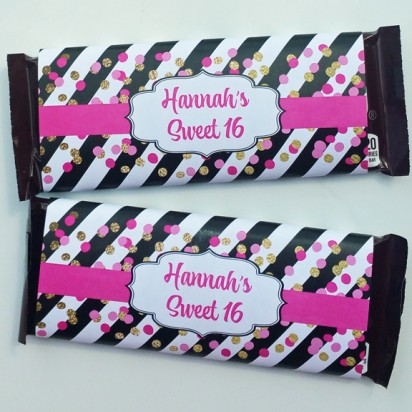 Black Stripe Personalized Regular Size Chocolate Candy Bar Wrappers