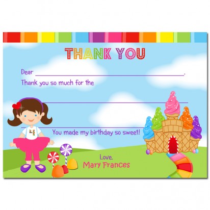 Ice Cream Candy Party Thank You Note