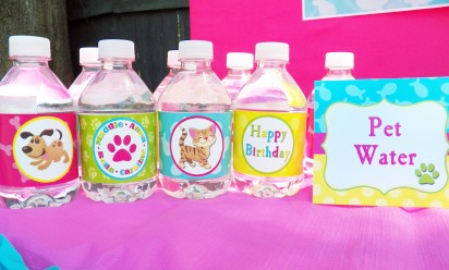 Cat and Dog Water Bottle Labels