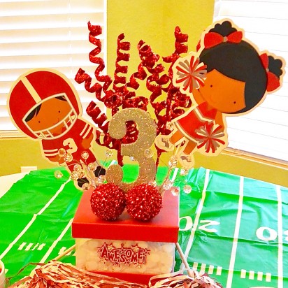 Cheerleader Football Player Personalized Centerpiece Toppers