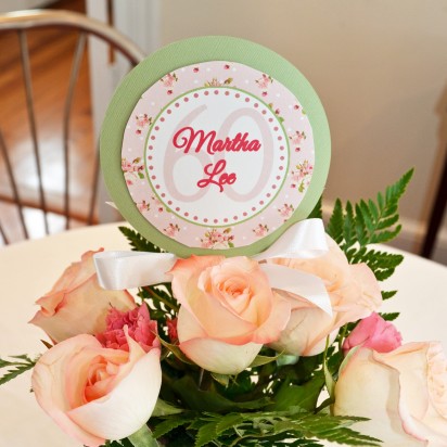 Floral Birthday Personalized Centerpiece Toppers - Shabby Chic Garden