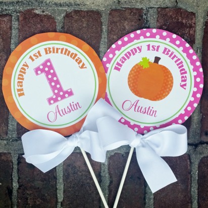 Pumpkin Personalized Centerpiece Toppers -My Little Pink Pumpkin 