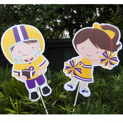 Cheerleader Football Player Personalized Centerpiece Toppers