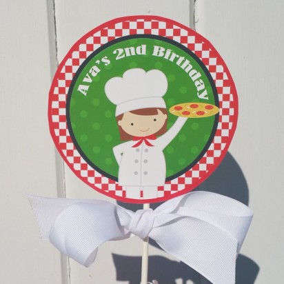 Pizza Party Chef Centerpiece Toppers