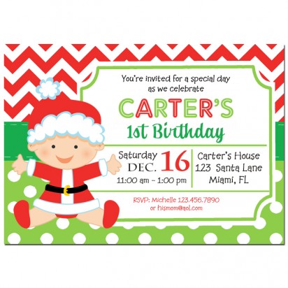 Christmas Baby Boy First Birthday Invitation
