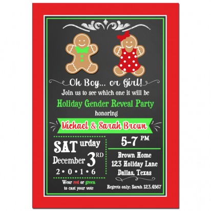 Christmas Gender Reveal Invitation - Ginger Kids Collection