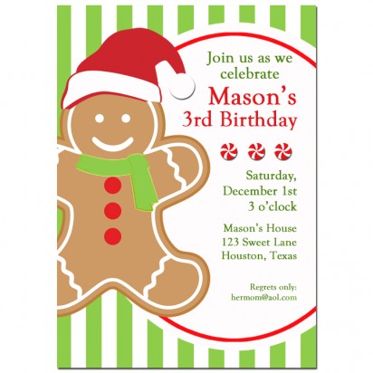 Christmas Gingerbread Boy Party Invitation