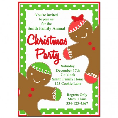 Gingerbread Kids Christmas Party Invitation