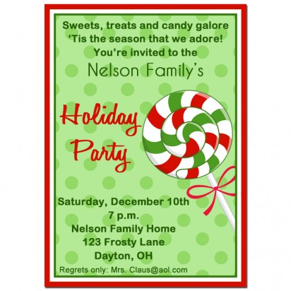 Christmas Lollipop Invitation