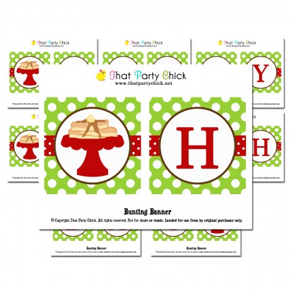 Christmas Pajamas and Pancakes Party "Happy Birthday" Banner - Reindeer Fun Collection