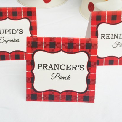 Christmas Plaid Tent Style Food Labels