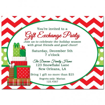 Red Chevron Gifts Party Invitation