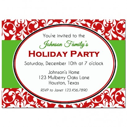 Red Damask Holiday Invitation